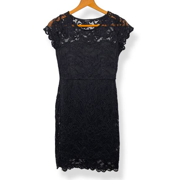 ODCOCD women's black lace short sleeve pencil cocktail dress Small - Picture 3 of 11
